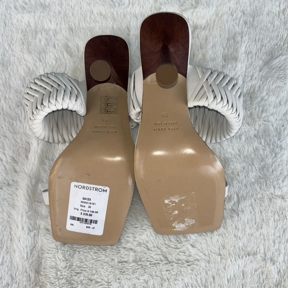 EUC GIA/RHW Sandal Open Toe Slide Mule White EU 36 Retails $370 Leather Braided